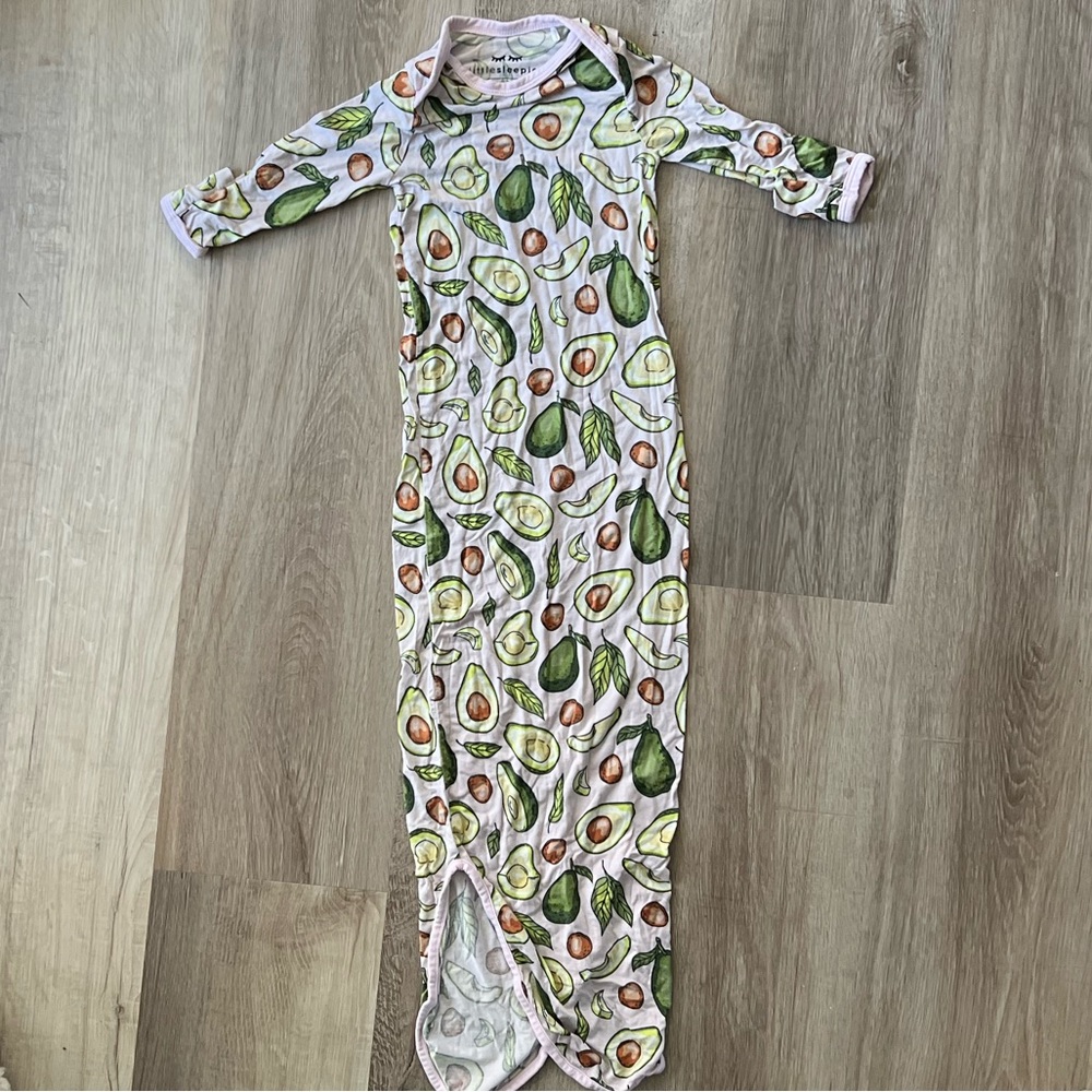 Little Sleepies Avocado Knotted Gown Bamboo Viscose Newborn Sleep Gown Blush